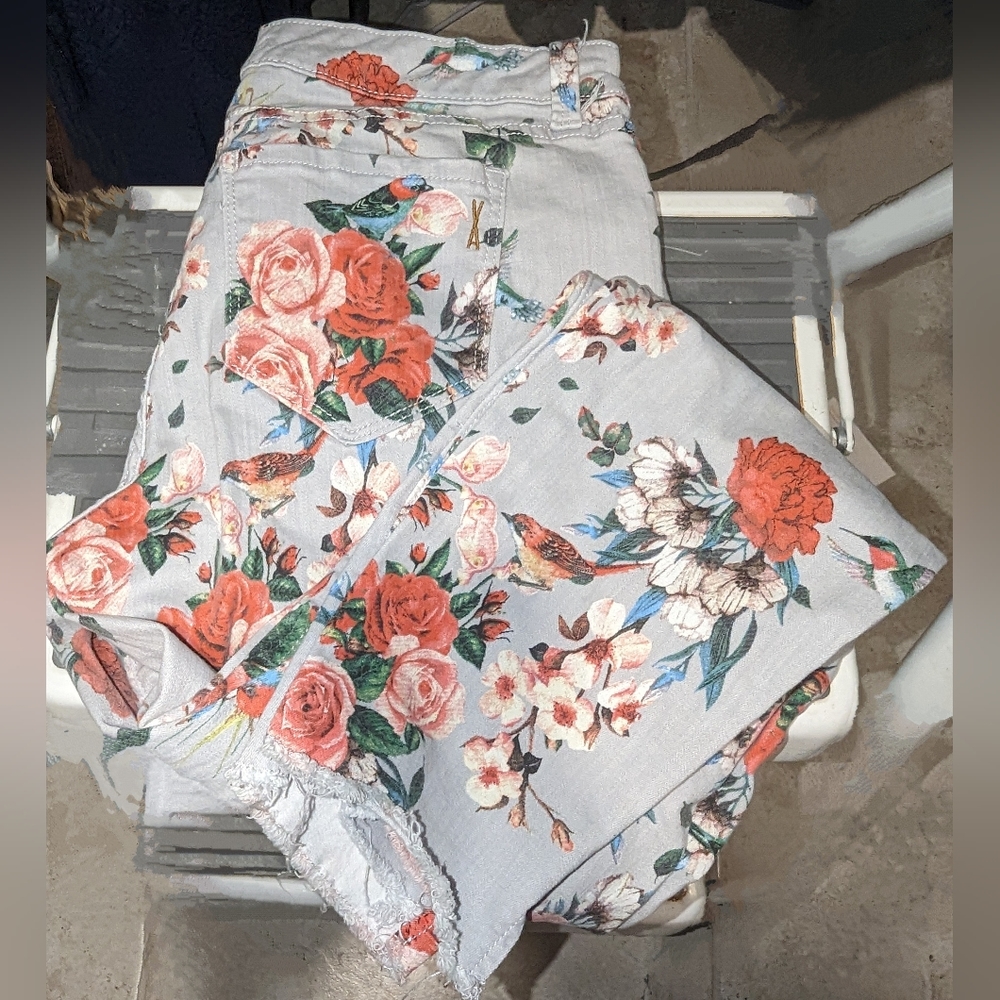 Vintage America Floral Jeans Boho Skinny Ankle 4/27  Women's Denim Preowned coq